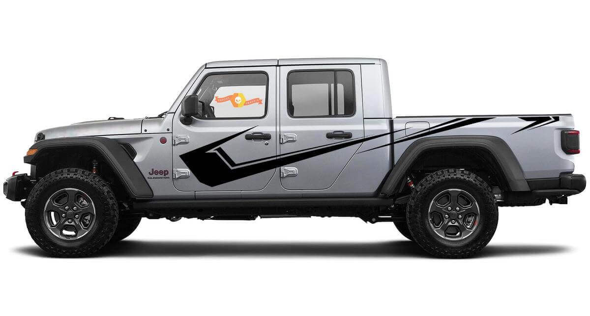 Curved Sharp Side Stripe Vinyl Decal Kit for Jeep Gladiator JT