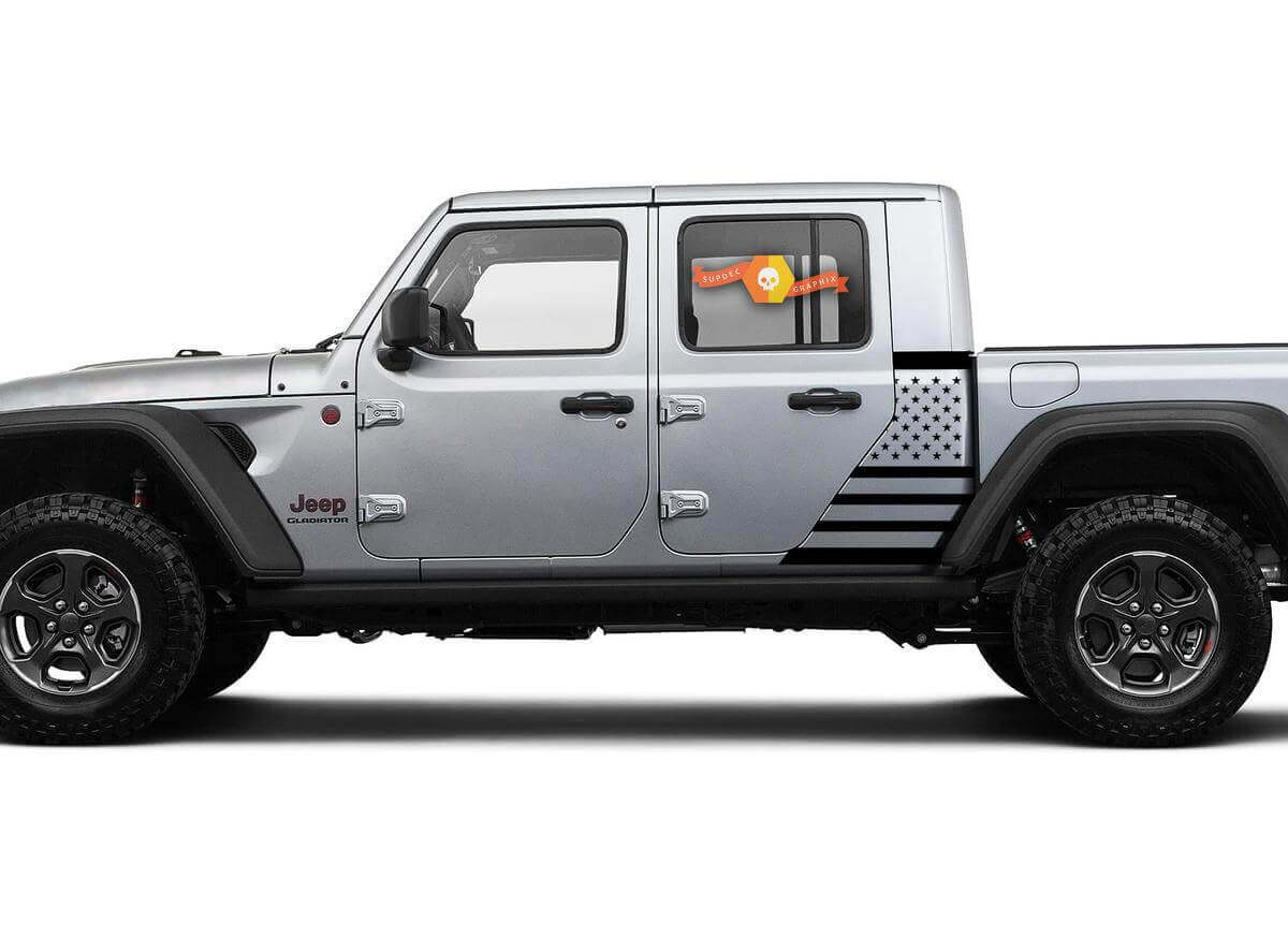 Side Flag USA Body Vinyl Graphic Kit Decal Sticker for Jeep Gladiator