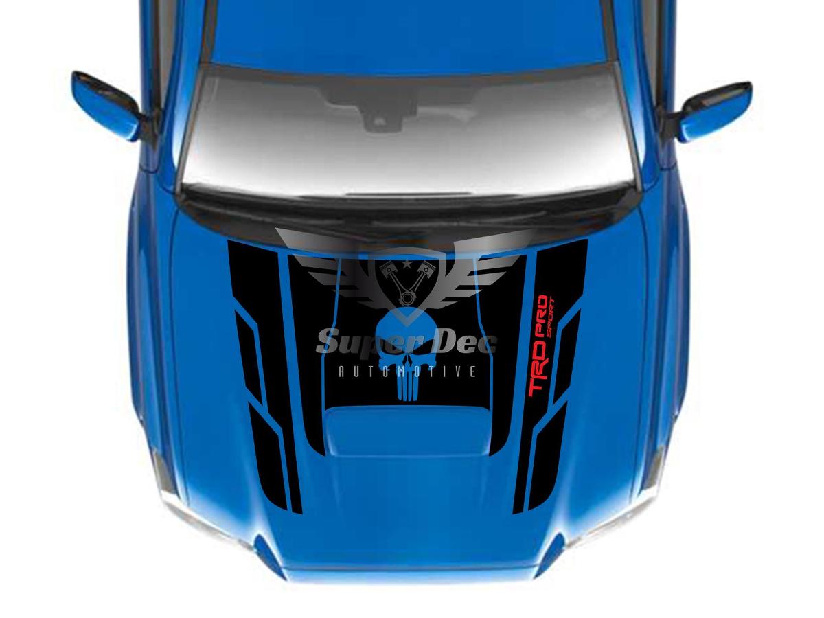 TRD-Style Punisher Skull Hood Vinyl Decal Sticker for Toyota Tacoma 2016-2021