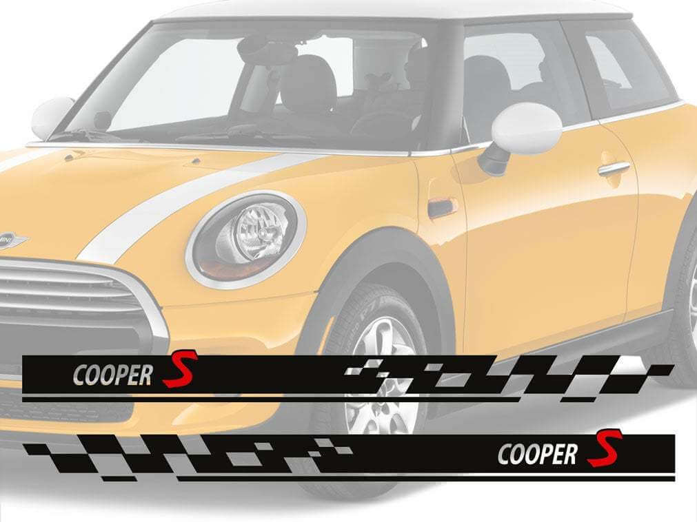 Cooper S Side Checkered Stripes Vinyl Decal Kit for Mini Cooper