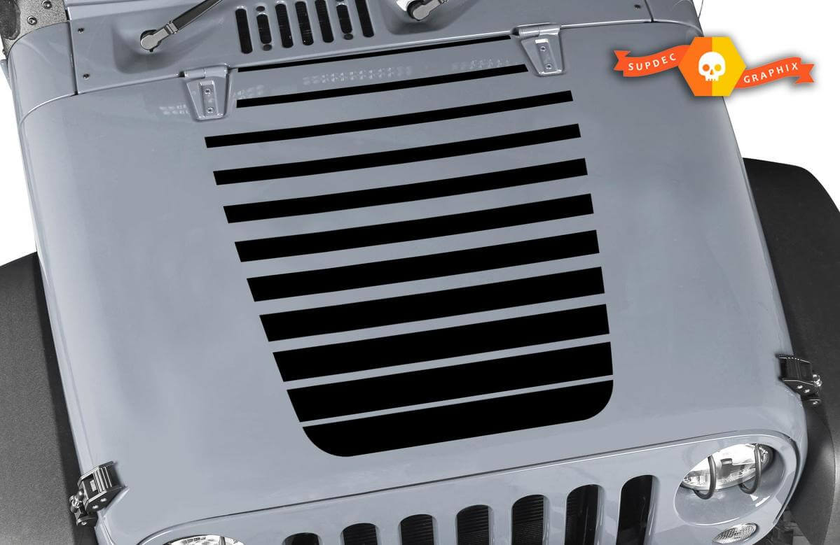 Jeep Decal Hood With stripes Vinyl Any Colors Sticker JK LJ TJ 2007-2018
