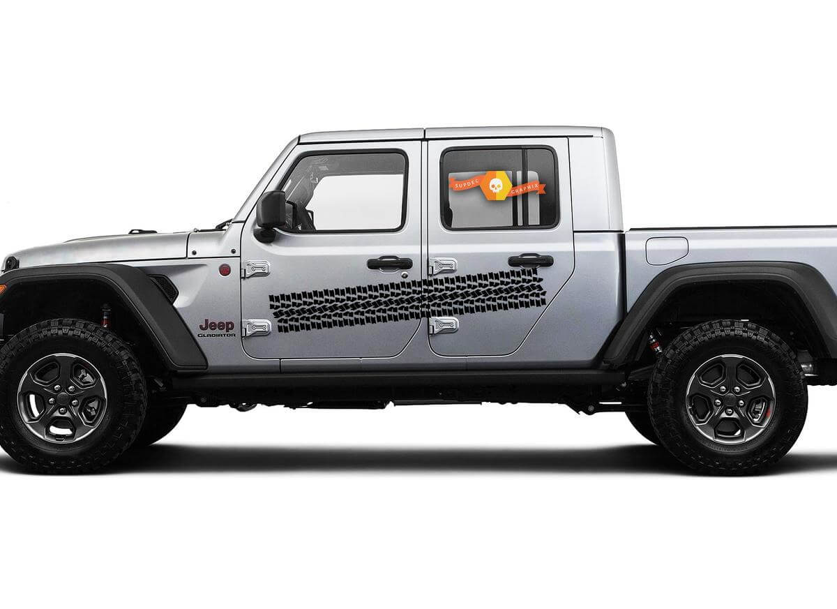 Jeep Gladiator Side JT Extra Large Side Tire Track Style Vinyl decal sticker Graphics kit for 2018-2021
