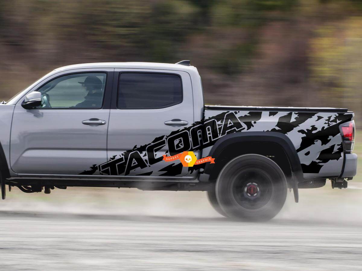 Pair of Huge Splash Grunge Bed Side Vinyl Stickers Decal fit to Tacoma
