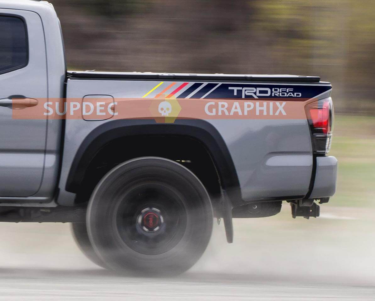 Autocollants vinyles latéraux limités TRD Vintage 4x4 Hors Route Sport compatibles avec Toyota Tacoma 2013-2026 ou Tundra 2016-2026