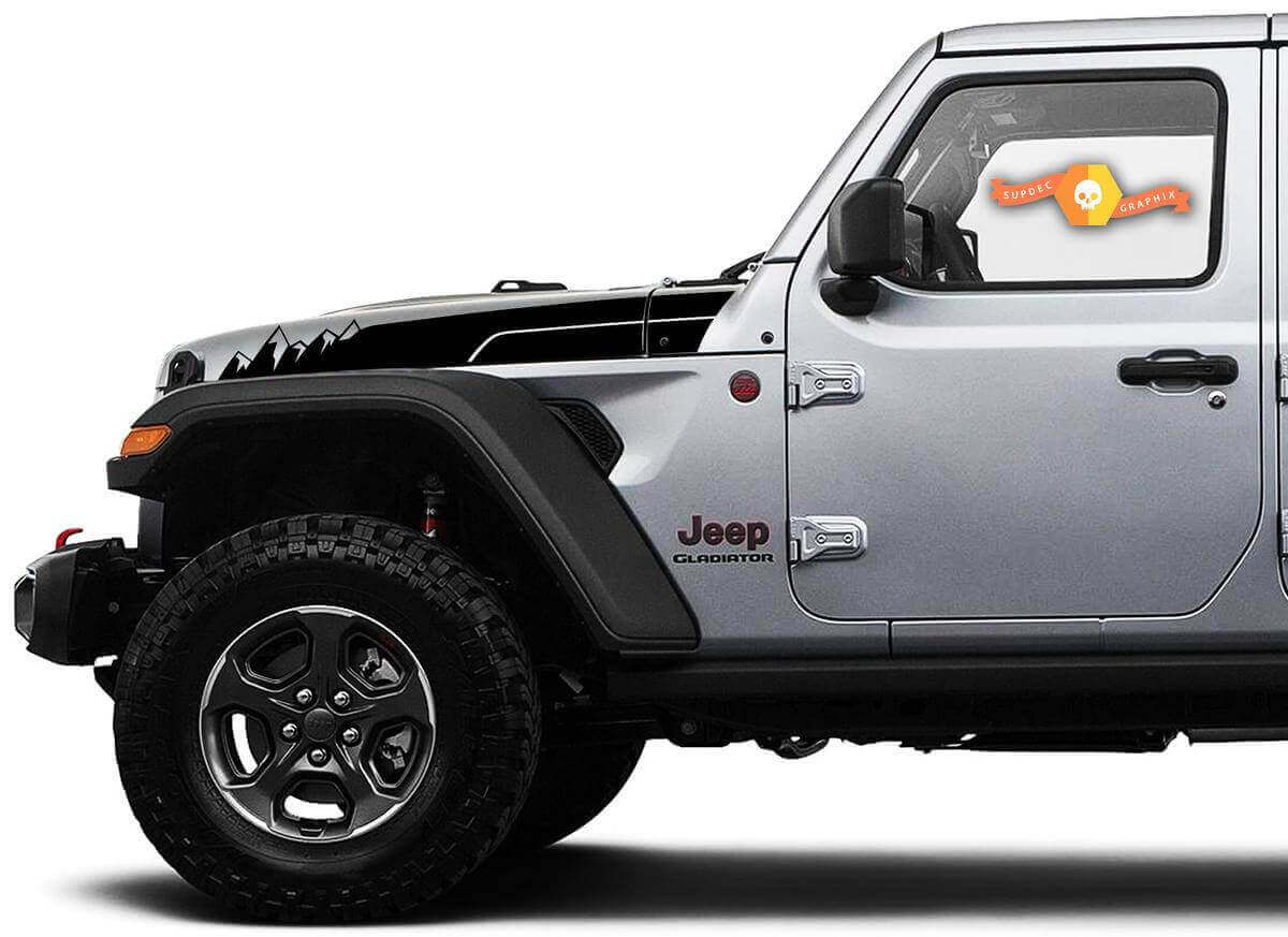 Mountains Style Hood Stripes Vinyl Decal Kit for Jeep Wrangler Gladiator Rubicon