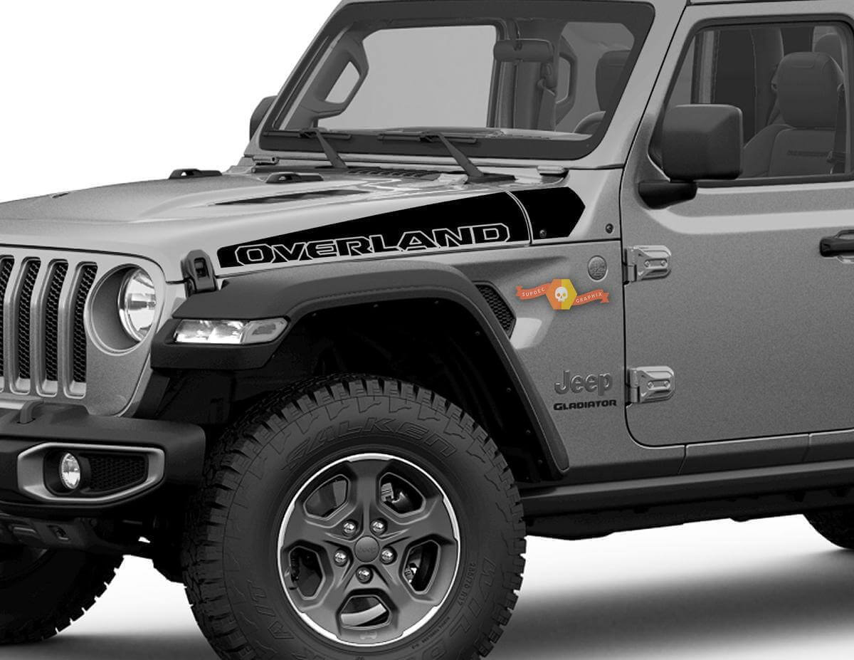 Overland Outline Hood Vinyl Decals Set for Jeep Wrangler Gladiator Rubicon 