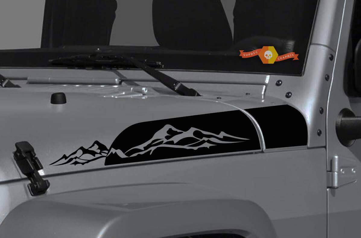 Mountains Range Hood Side Vinyl Decal Kit for Jeep Wrangler & Gladiator