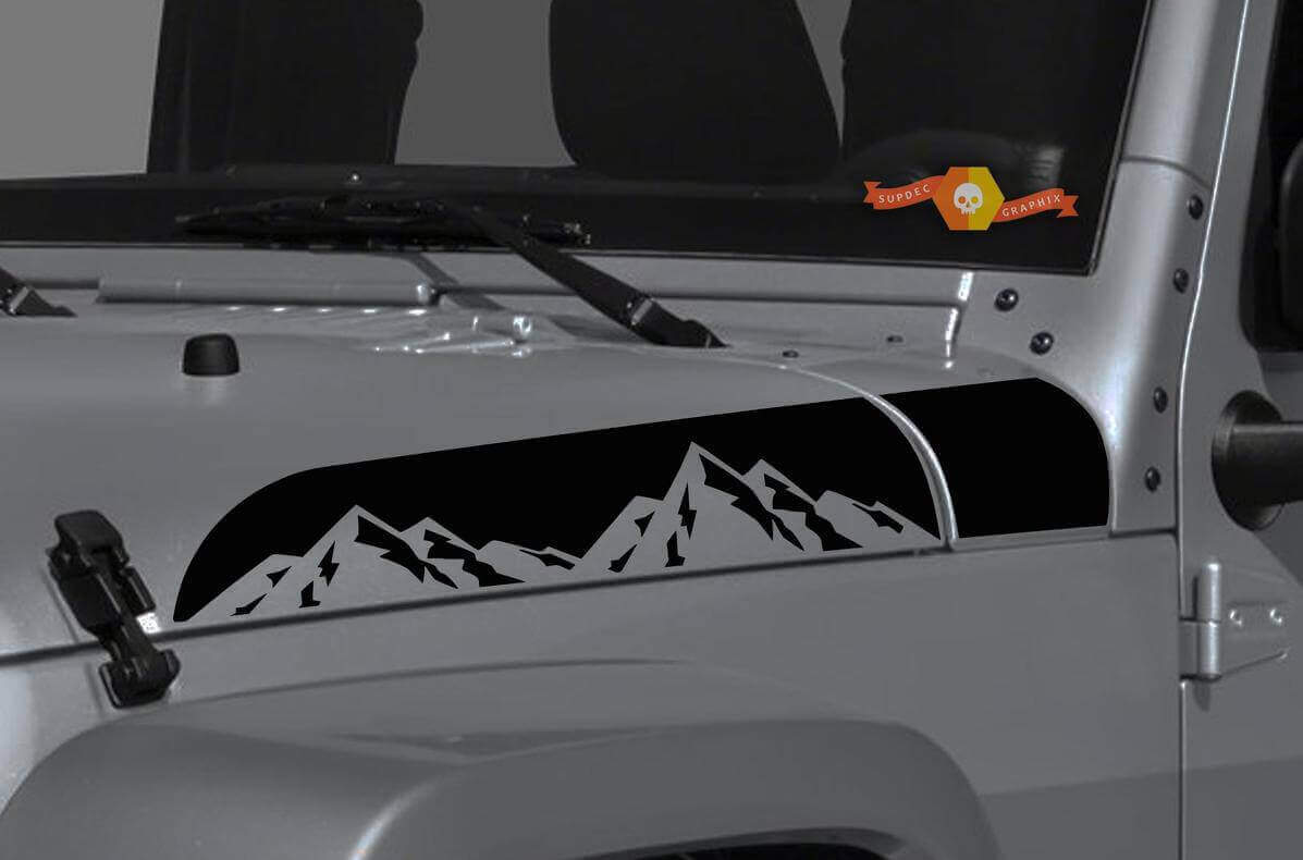 Mountain Range Hood Vinyl Decals Set for Jeep Wrangler Gladiator Rubicon 