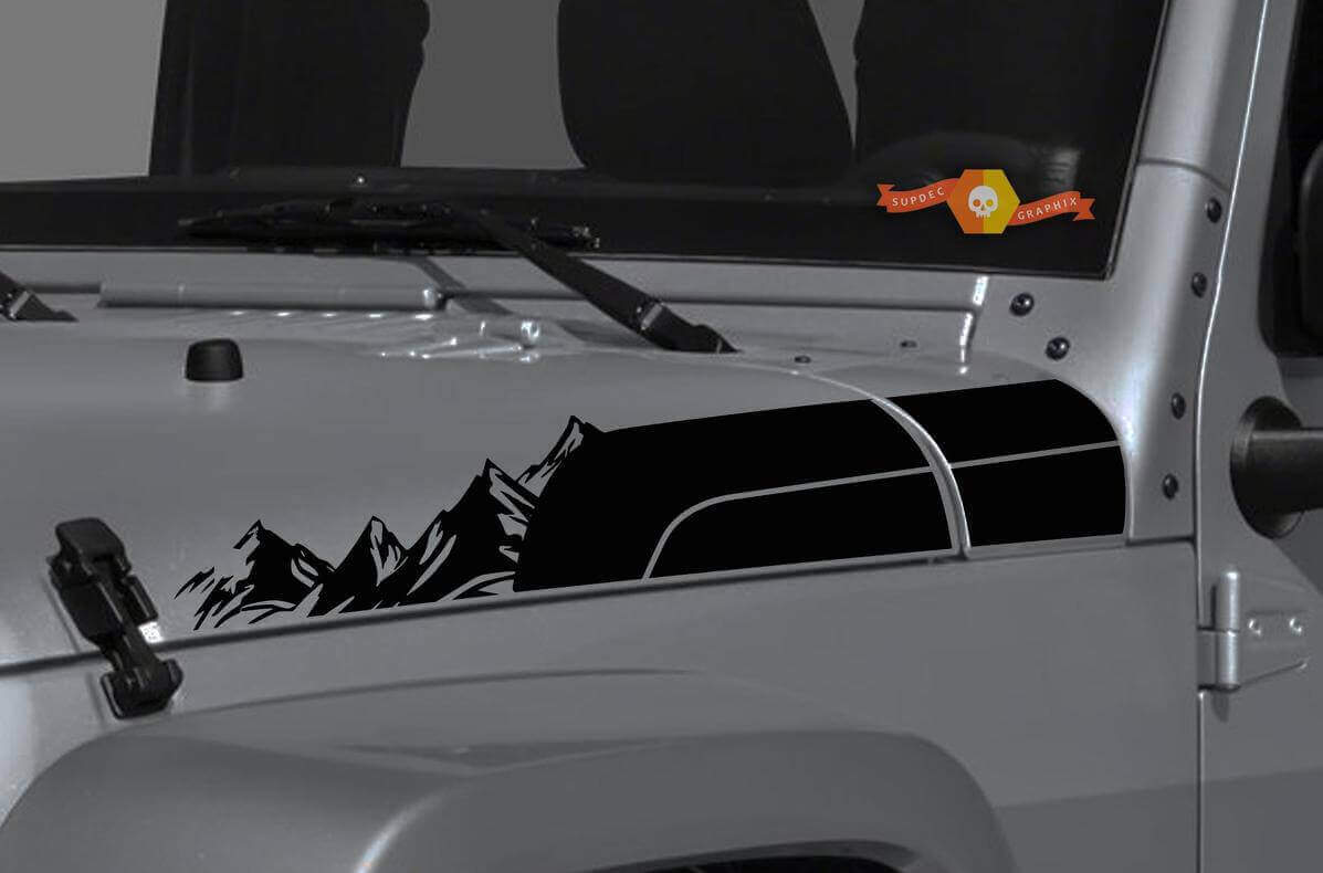 Mountain Style Hood Side Stripes Vinyl Decal Kit for Jeep Wrangler Gladiator