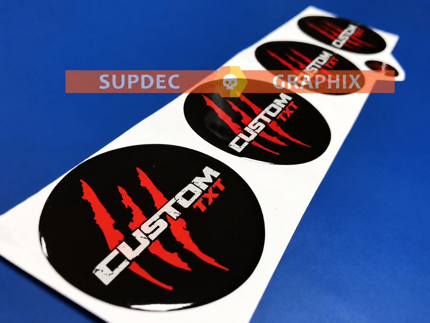 Raptor SVT Style Red Claw Custom TXT 60mm Domed Set Wheel Center Vinyl Decal Sticker
