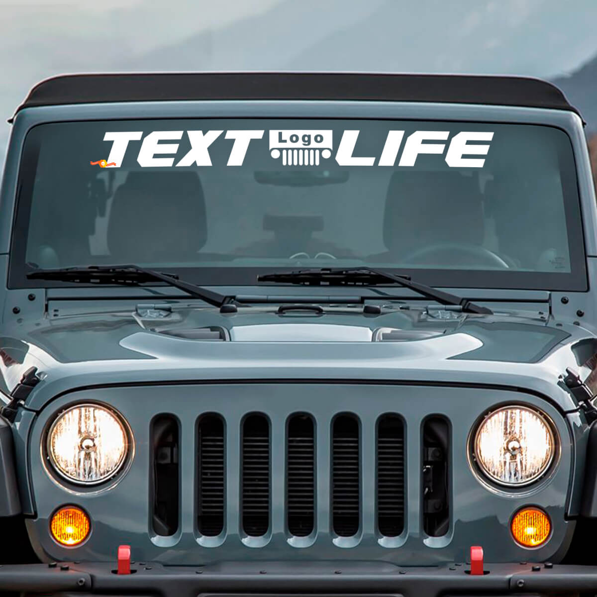 Custom Text Life Windscreen Banner Vinyl Sticker Decal for Jeep Wrangler