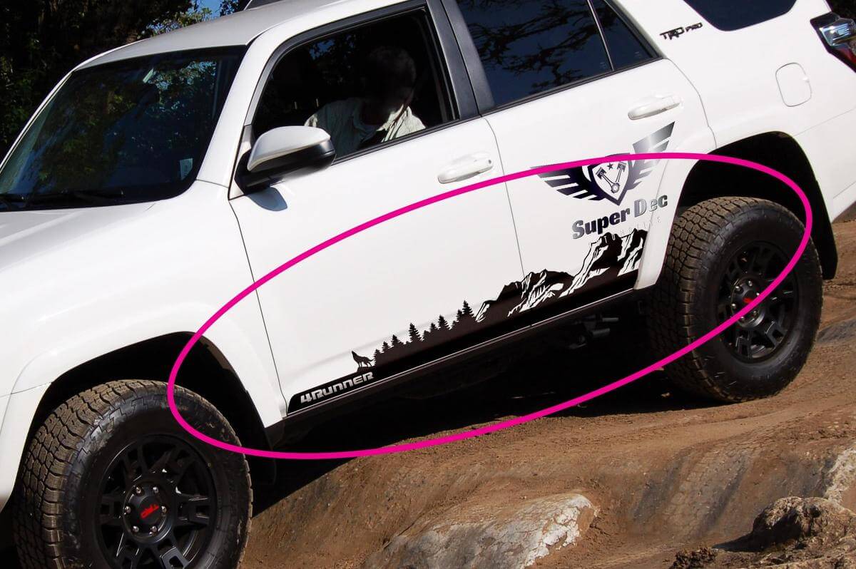 Mountains Trees and Wolf Side Vinyl Decal Sticker for Toyota 4Runner