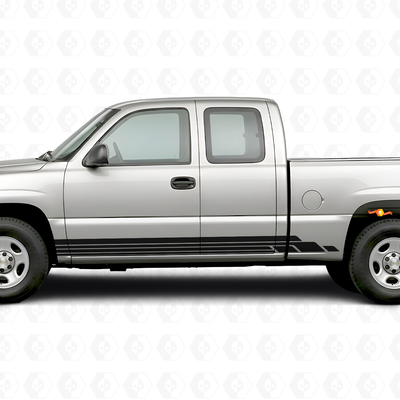 Layered Lightning Door & Rocker Panel Vinyl Stripes for Chevrolet Silverado 1500 GMT800 1999-2007