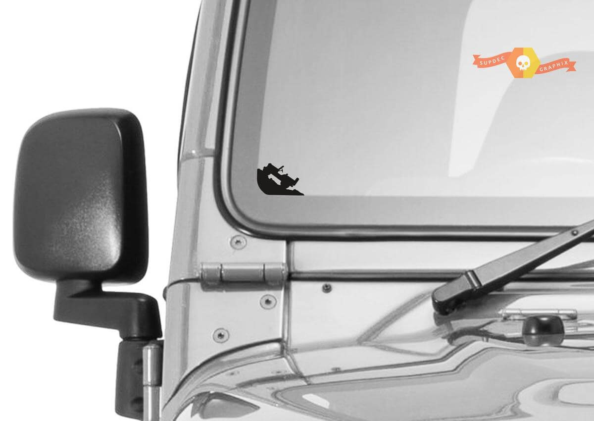 Rock Climber Easter Egg Windshield Corner Vinyl Decal for Jeep Wrangler