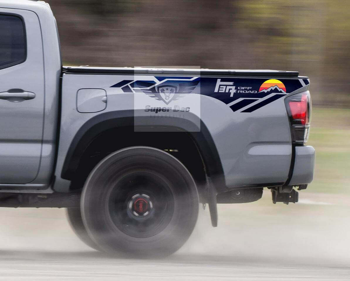 TEQ Off Road Vintage Style Bedside Vinyl Decal Sticker for Toyota Tacoma 2013-2020