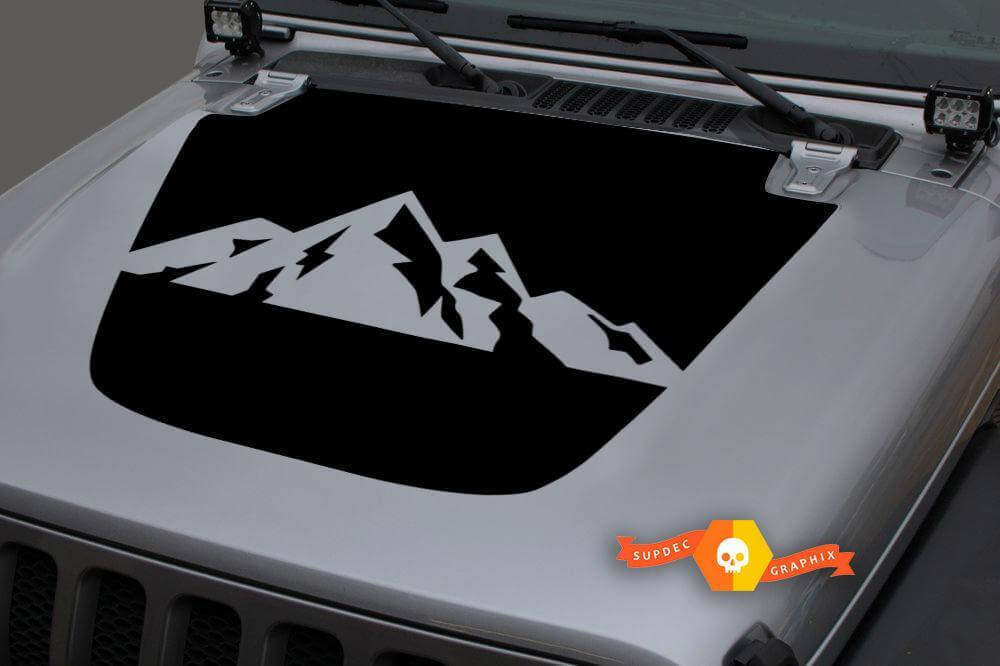 Mountains Blackout Hood Vinyl Decal for Jeep Gladiator and Wrangler