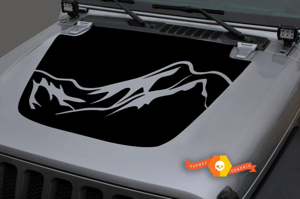 Jeep Gladiator JT Wrangler JL JLU Hood Mountains Vinyl decal Sticker Graphics for 2018-2021
