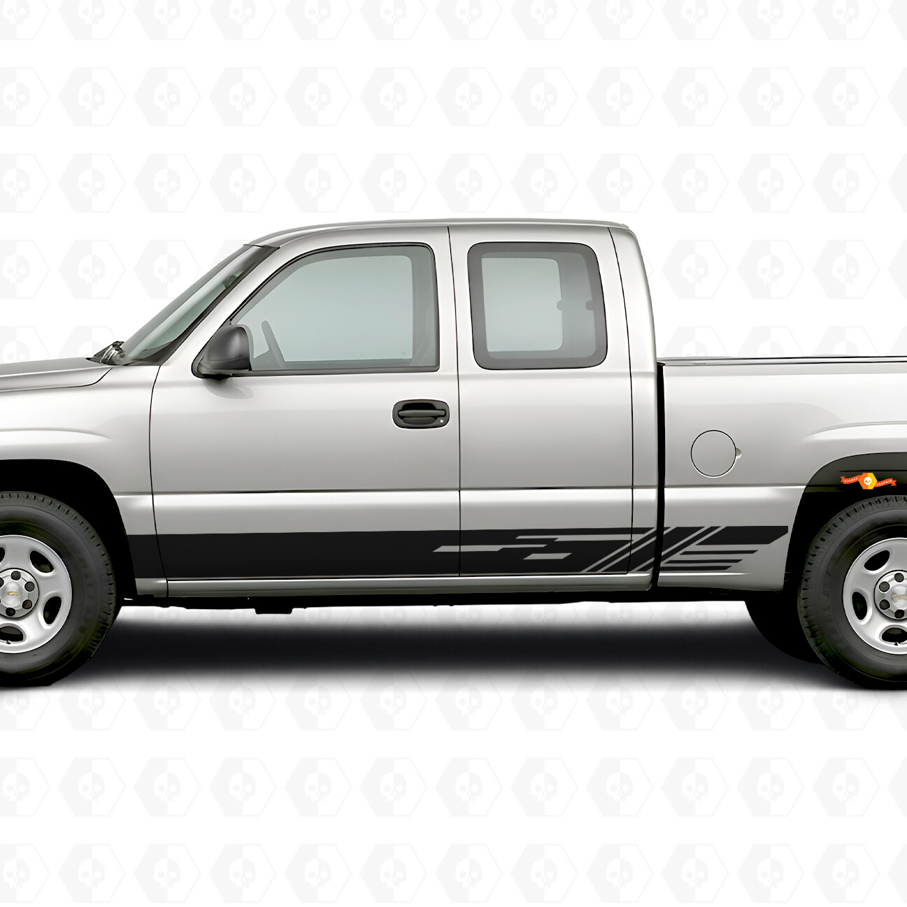 Diagonal Slot Door & Rocker Panel Vinyl Stripes for Chevrolet Silverado 1500 GMT800 1999-2007