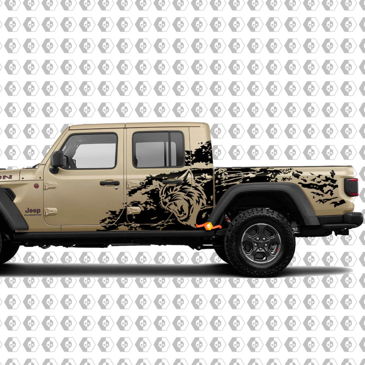 Hell Cat Wild Style Splash Grunge Bedside Vinyl Sticker Decal Graphic for Jeep Gladiator