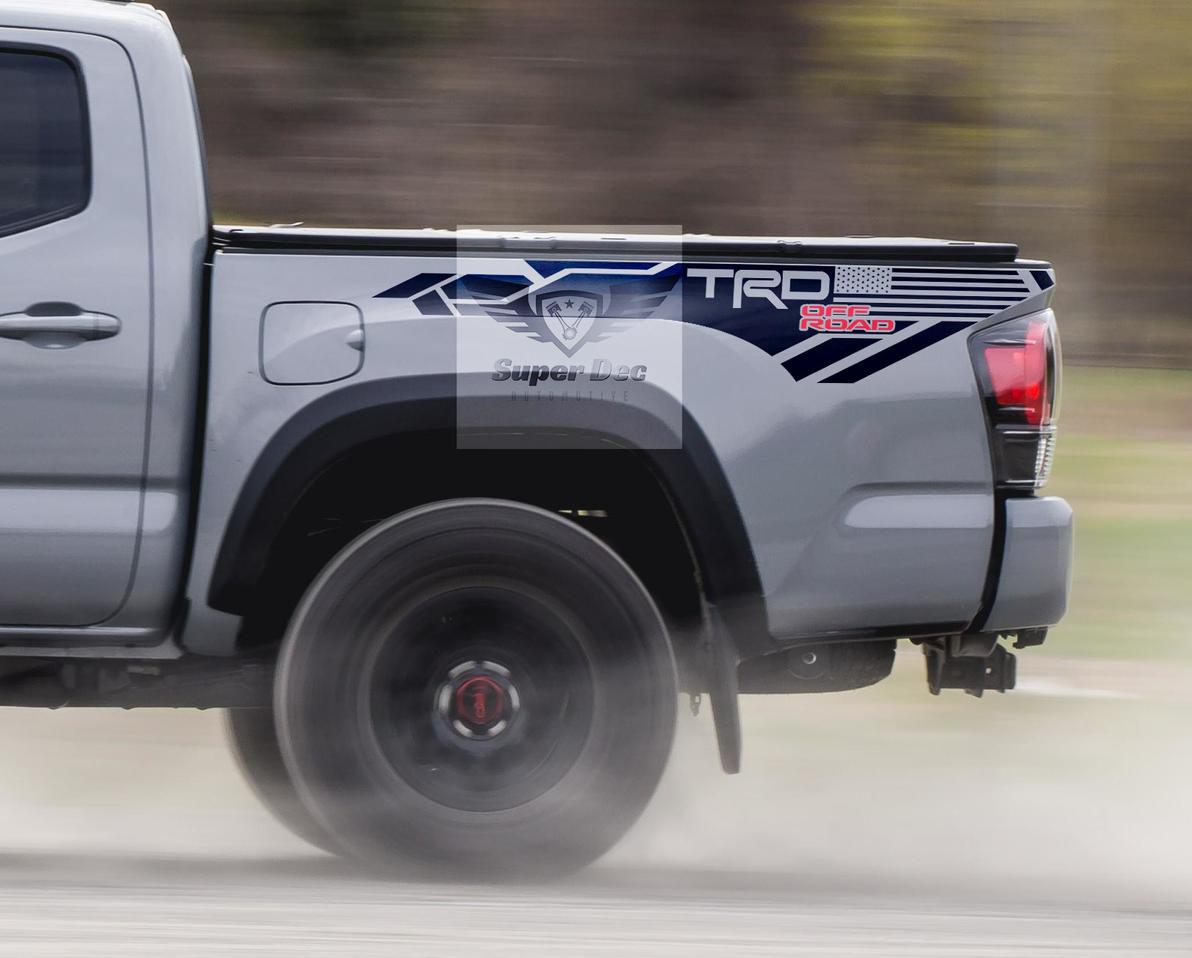 TRD 4x4 PRO Sport Off Road USA Flag Side Vinyl Stickers Decal fit to Tacoma 2013 - 2020 or Tundra 2013 - 2020
