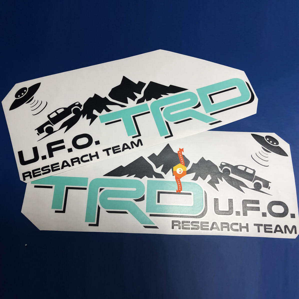 TRD-Style U.F.O. Research Team Bedside Vinyl Decal Sticker for Toyota Tacoma
