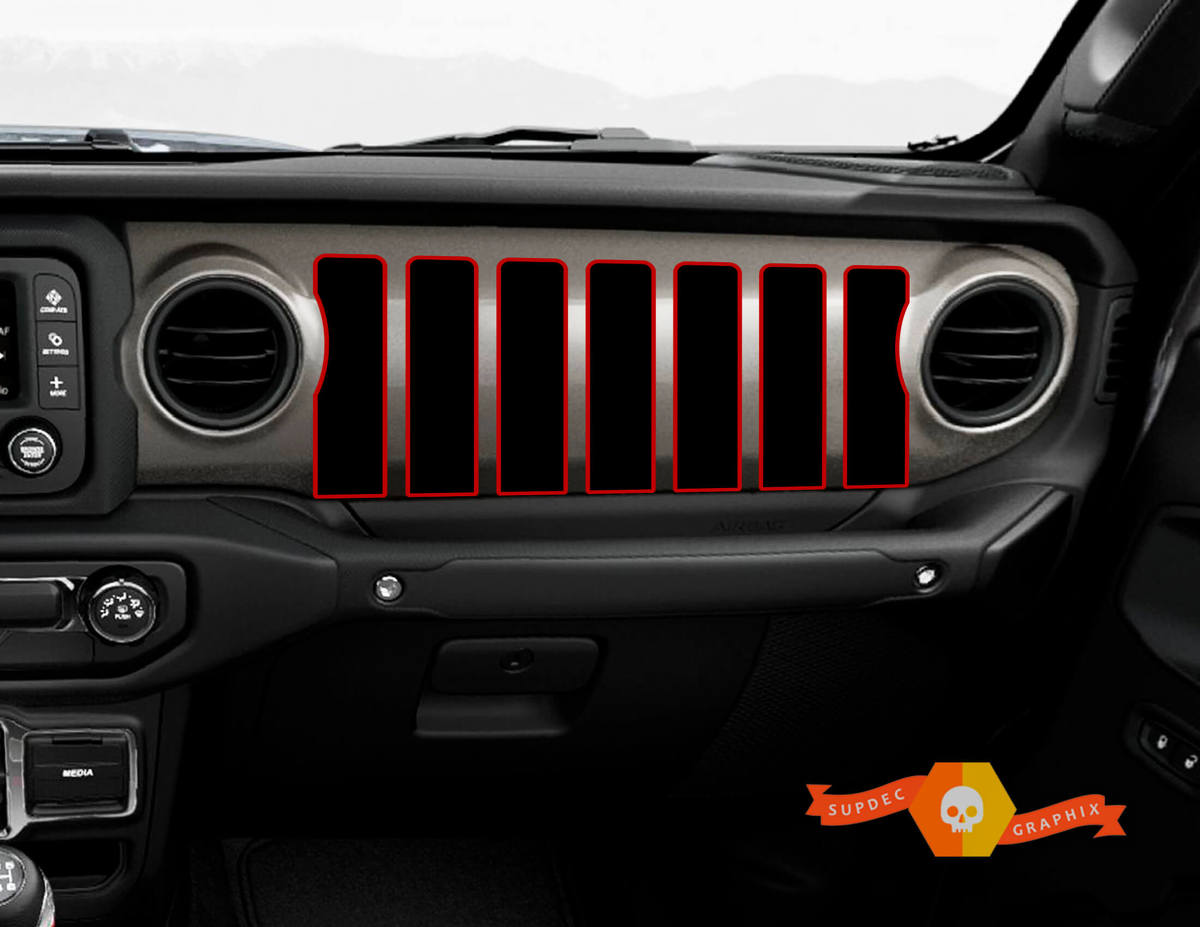 Jeep JT Rubicon Gladiator Dashboard JLJLUJT Jeep Grill 2 colors Vinyl Sticker Decal
