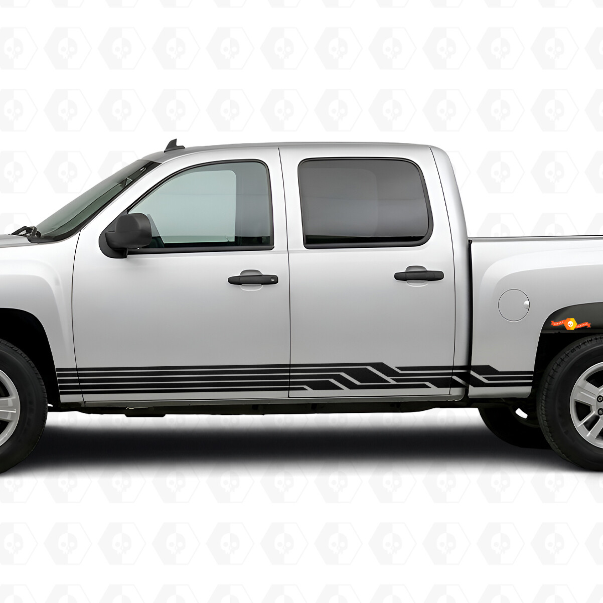 Angular Lightning Door & Rocker Panel Vinyl Stripes for Chevrolet Silverado 1500 GMT900 2007-2013