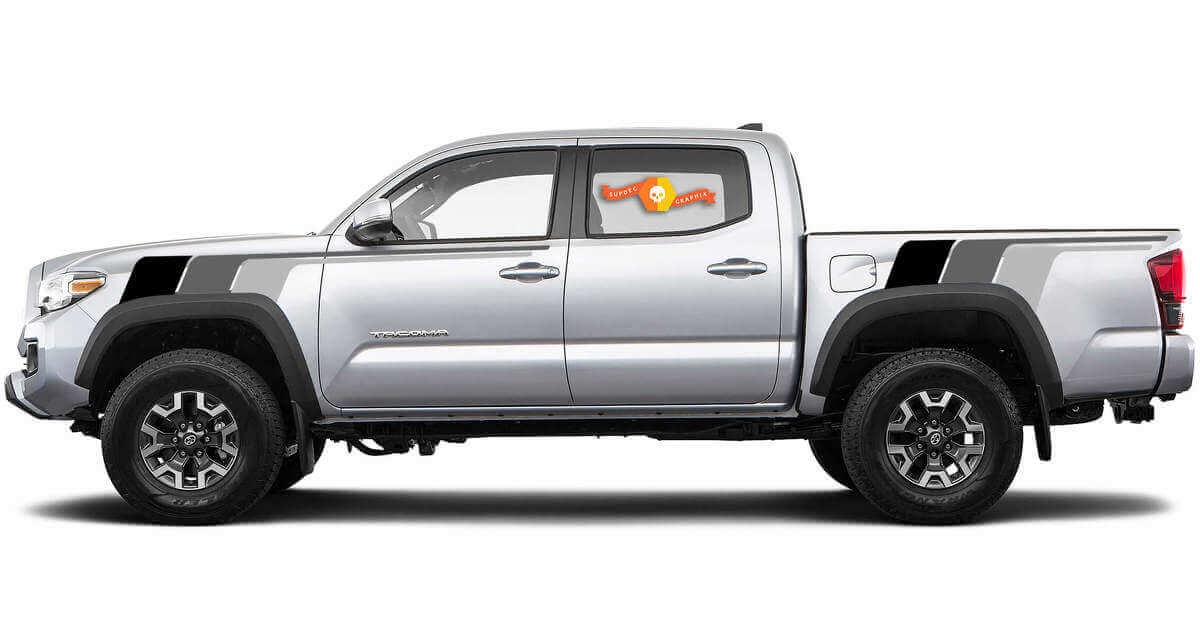 Retro Monochrome Style Stripes Side Vinyl Decal Sticker for Toyota Tacoma