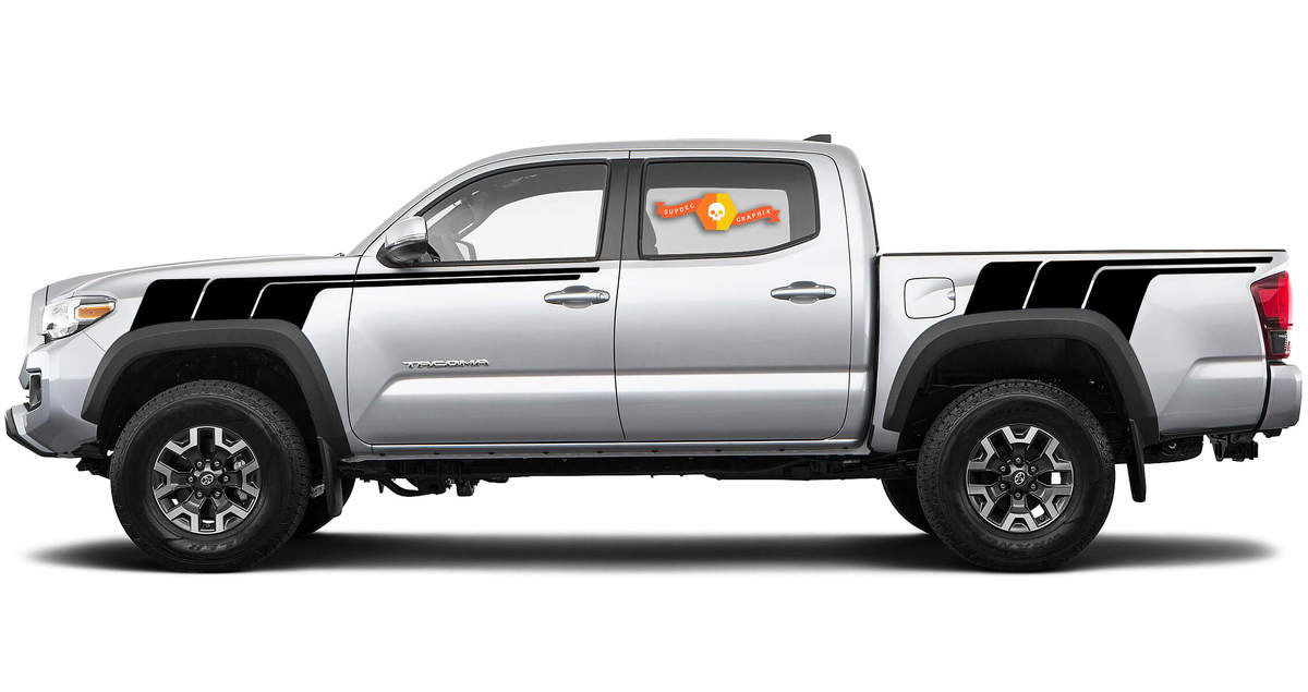 Kits of Toyota Tacoma 2nd Gen TRD  all black retro vintage stripe kit Sport 4x4 Off Road PRO Sticker Decal
