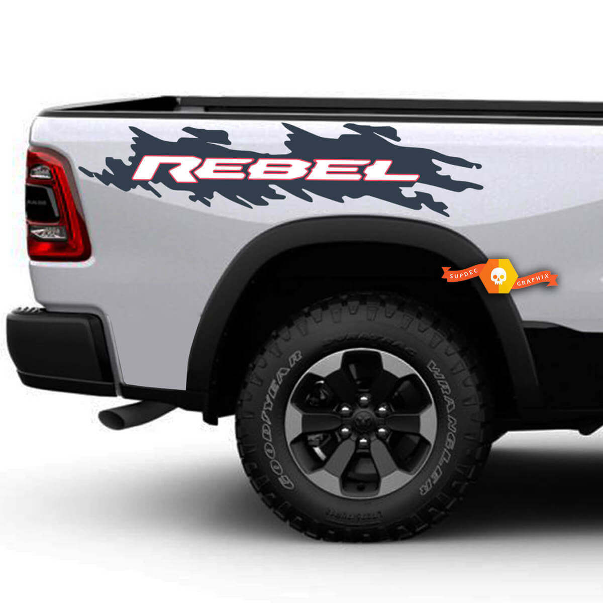Pair Dodge Ram Rebel Bed Side Decal Sticker Graphics Vinyl Bedside 3 Colors 2017-2023
