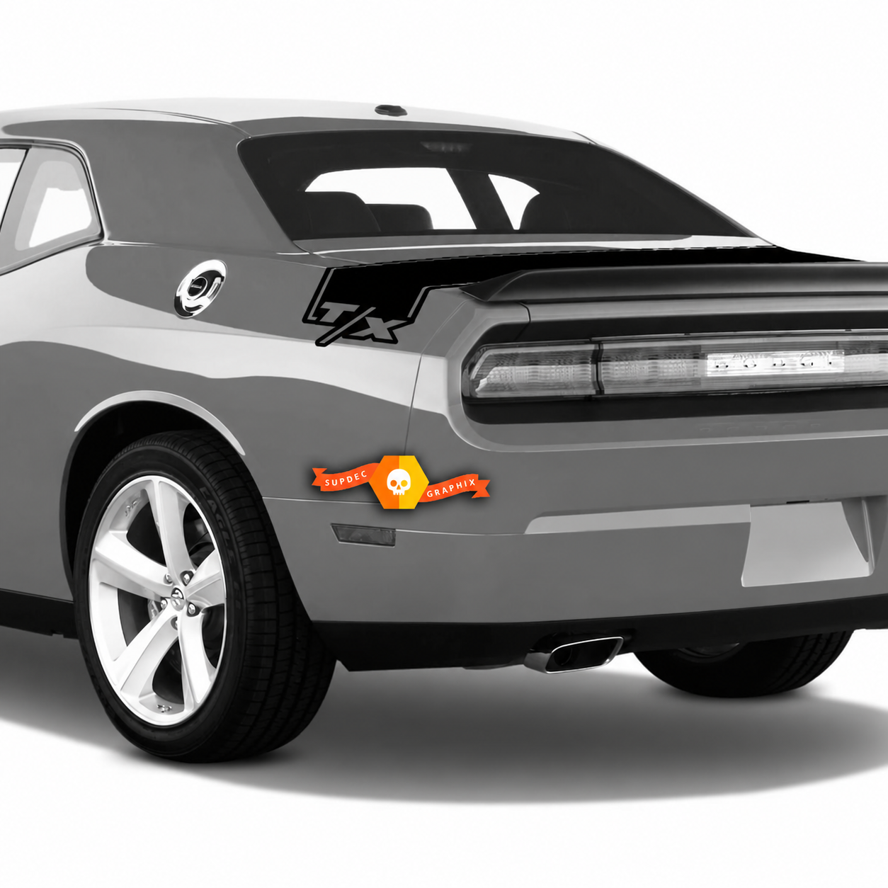 T/X Wraparound Trunk Band Kit Rear Fender Trunk Vinyl Decal Sticker for Dodge Challenger 2008-2014