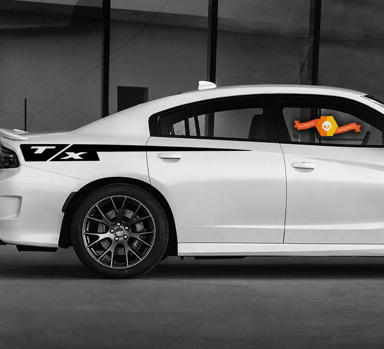 T/X Straight Quarter Stripe Kit Rear Fender Vinyl Decal Sticker for Dodge Charger 2015-2020