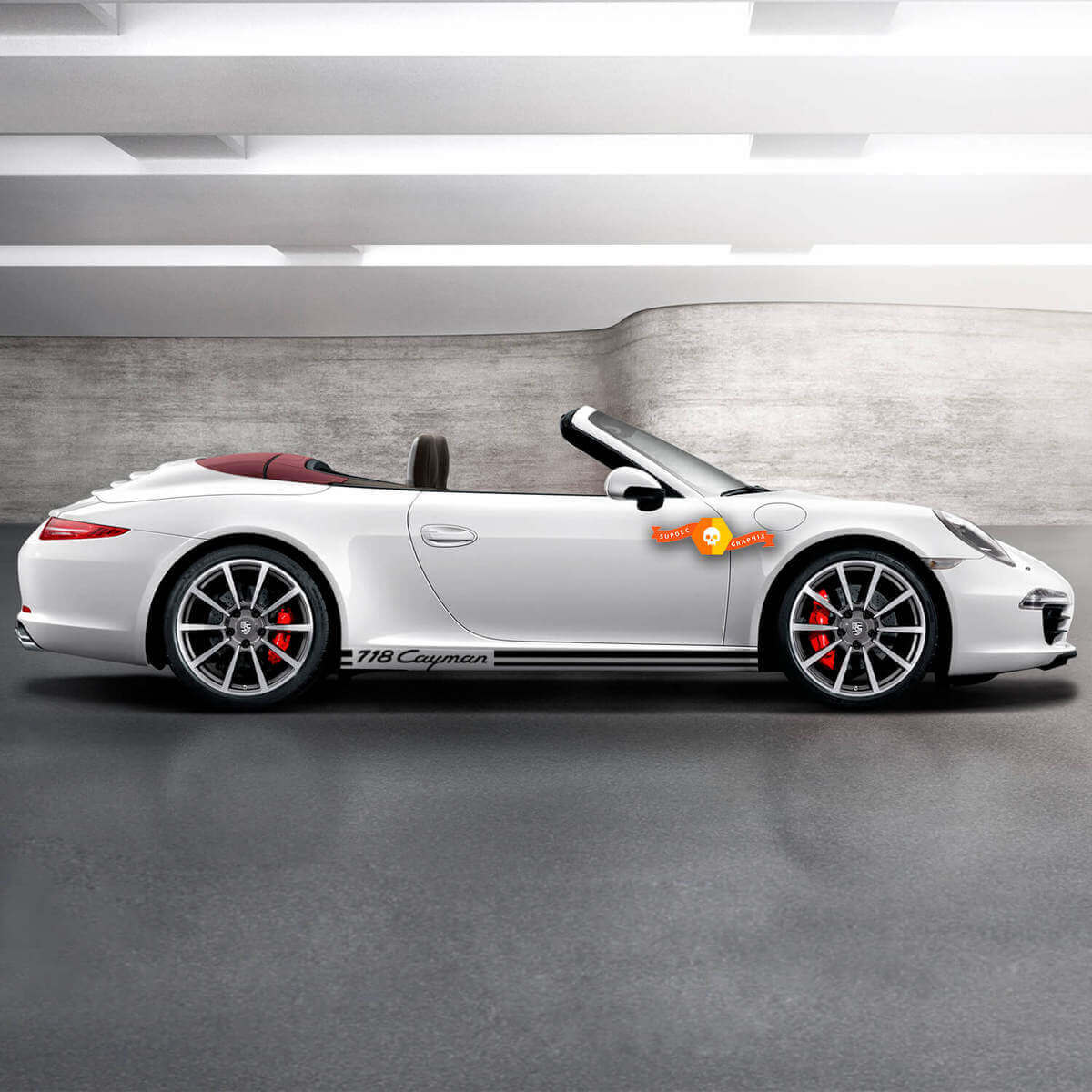 Cayman Lettering Side Thresholds Stripes Decal Sticker For Porsche 718 Cayman