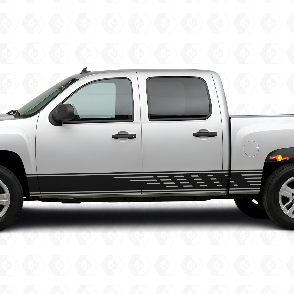 Staggered Slot Door & Rocker Panel Vinyl Stripes for Chevrolet Silverado 1500 GMT900 2007-2013