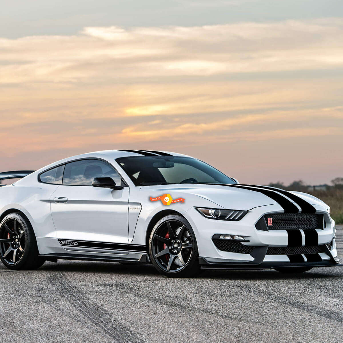 2X BOOSTED FORD MUSTANG side vinyl Rocker Panel body decals car sticker logo graphics emblem logo
