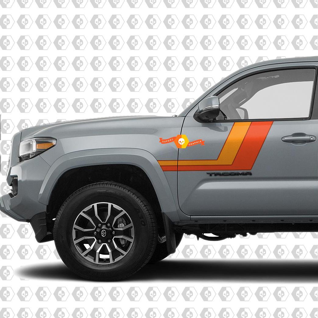 Dual Retro Stripes Side Door Vinyl Decal Sticker for Toyota Tacoma 2016-2020