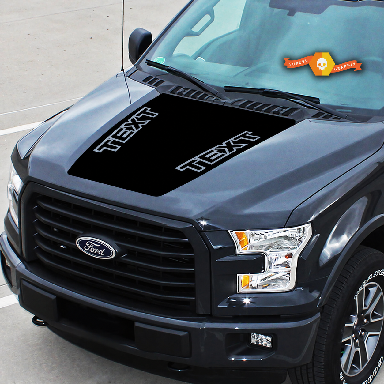 TEXT Twin Lettering Blackout Hood Vinyl Decal Sticker for Ford F-150