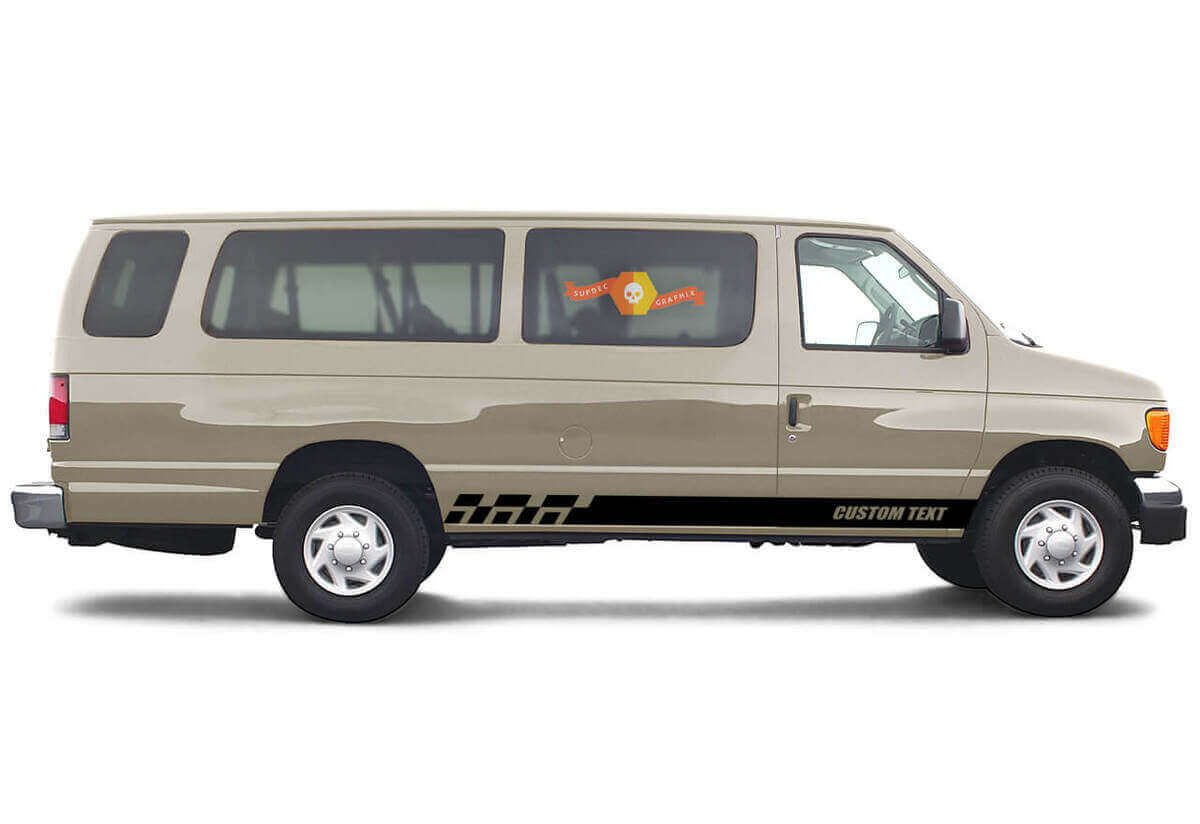 Side Vinyl Stripes Body Decal Graphics Custom Text Style 4 Set Of 2 for Ford E-Series