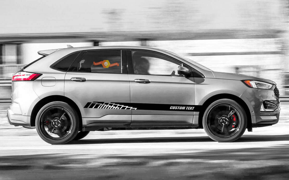 2x side Musclecar Edge Vinyl Stripes body decal vinyl graphics sticker Custom Text style 3
