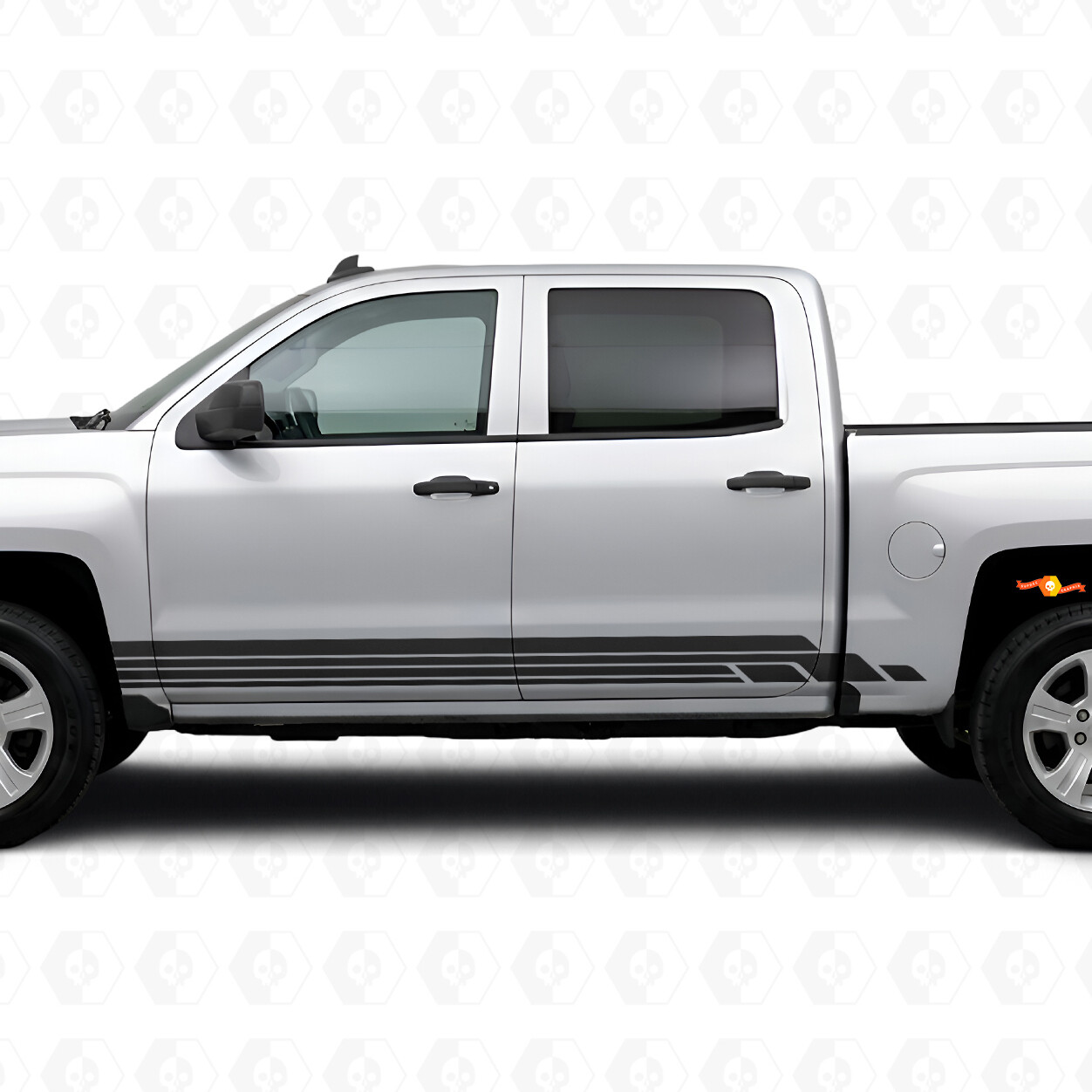 Layered Lightning Door & Rocker Panel Vinyl Stripes for Chevrolet Silverado 1500 K2XX 2014-2019