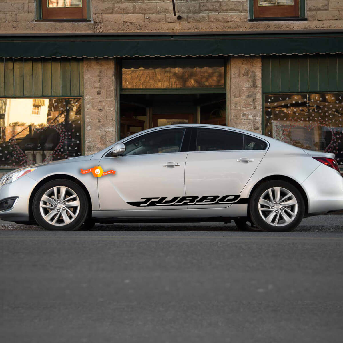 Racing Turbo rocker panel stripes vinyl decals stickers for Buick  2014 regal
