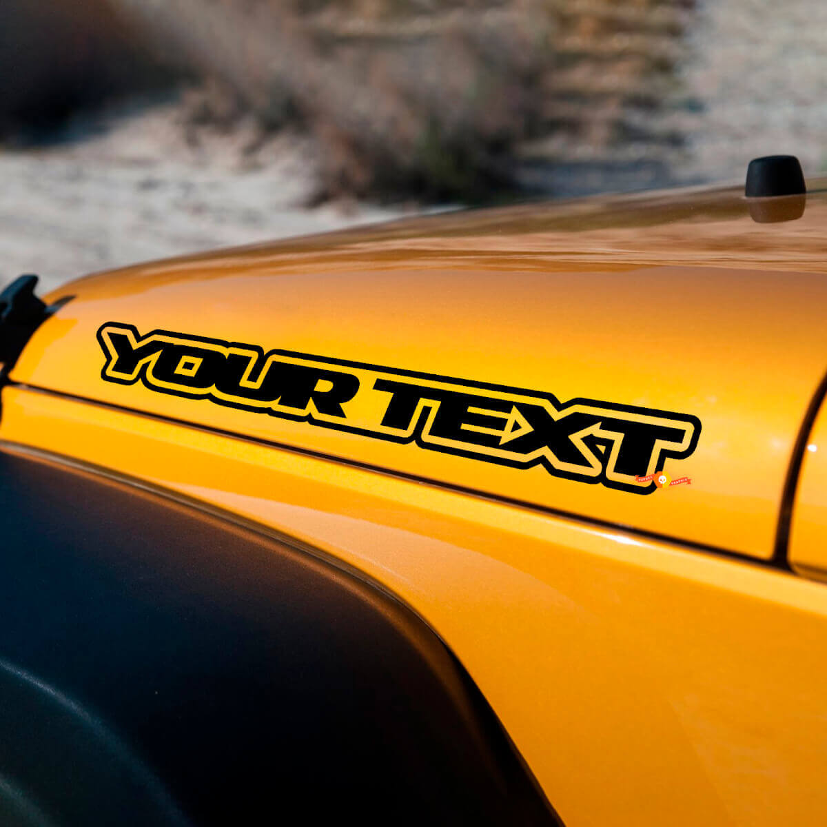 Custom Hood Outline Text Vinyl Decals Pair for Jeep Wrangler