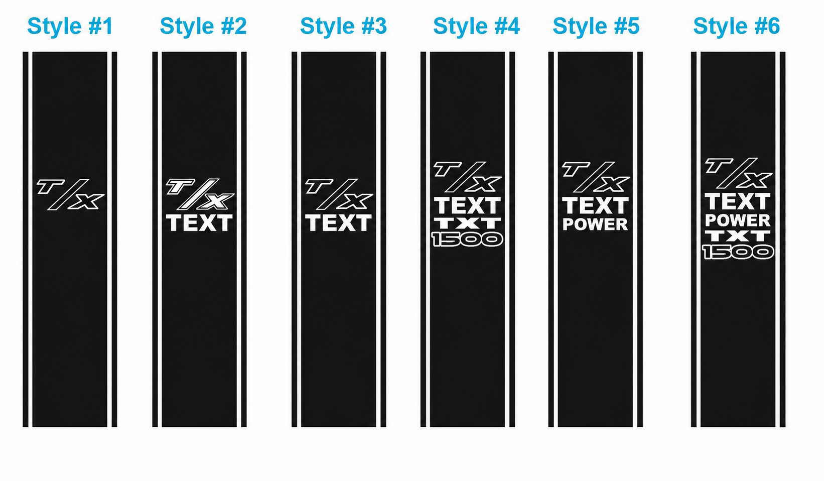 Custom Text T/X Vertical Stripe Kit Bedside Vinyl Decal Sticker for Dodge Ram 1500