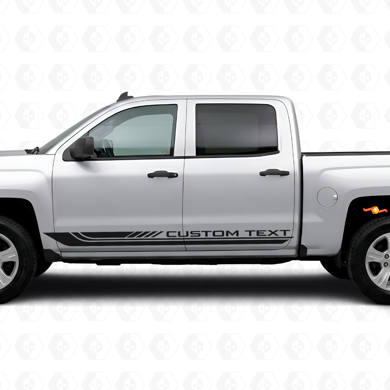 Custom Text Frame Door & Rocker Panel Vinyl Stripes for Chevrolet Silverado 1500 K2XX 2014-2019