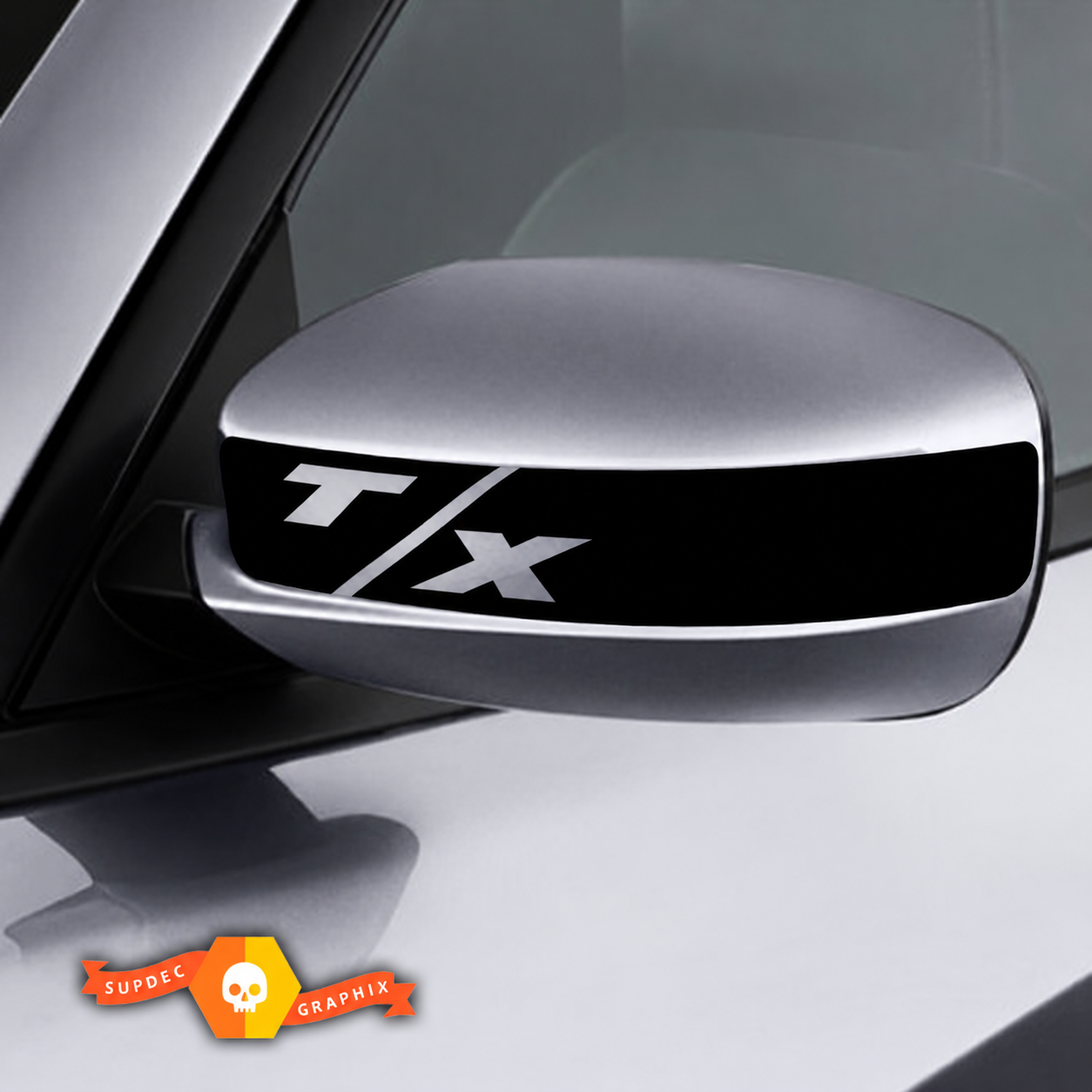 T/X Mirror Cap Stripe Pair Universal Vinyl Decal Sticker for Dodge Charger 2011-2016