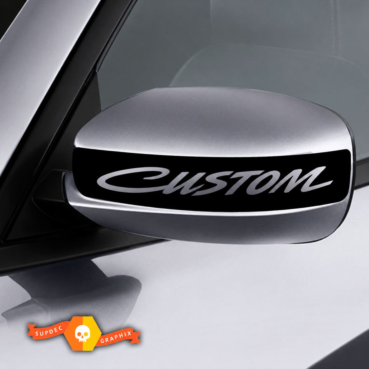 CUSTOM Cursive Mirror Cap Pair Universal Vinyl Decal Sticker for Dodge Charger 2011-2016