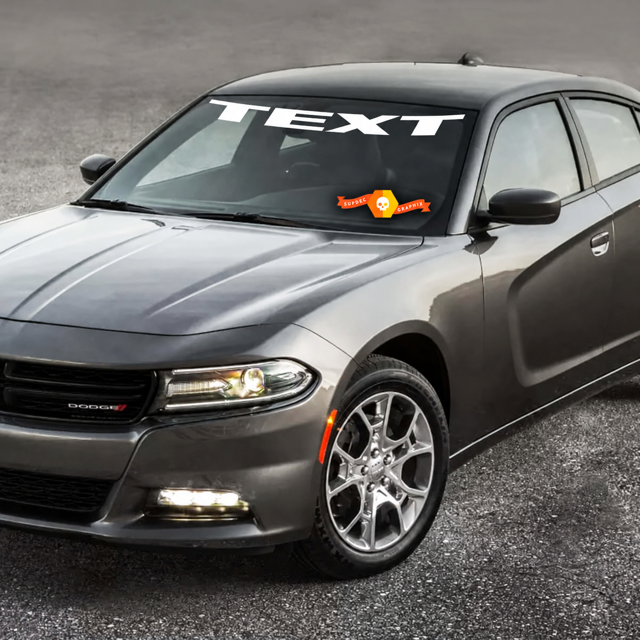 TEXT Slanted Lettering Windshield Vinyl Decal Sticker for Dodge Charger 2011-2016