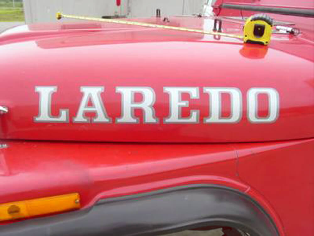 2 LAREDO Jeep Wrangler Grey Rubicon CJ TJ YK JK XJ Colors Vinyl
