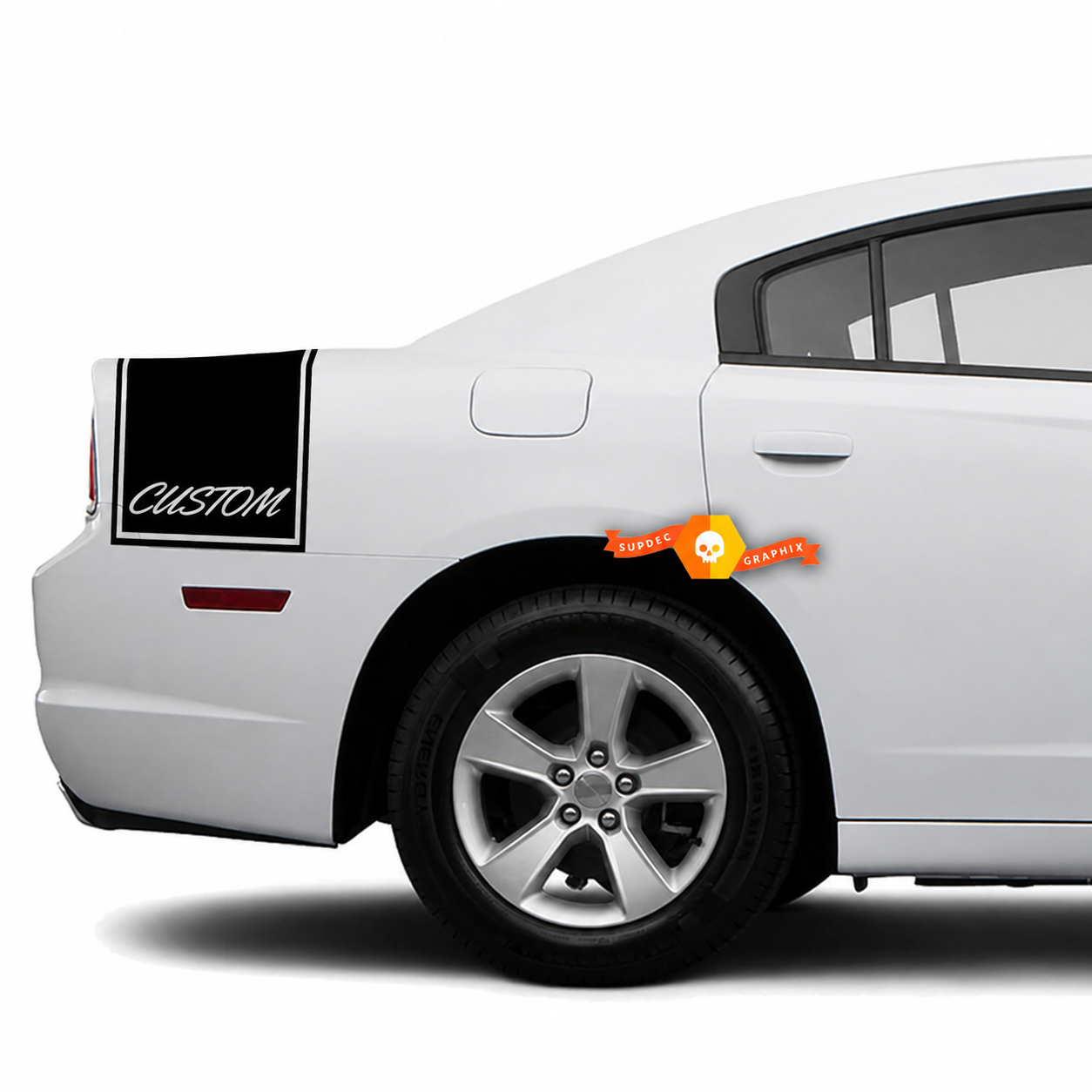 CUSTOM Script Rear Band Kit Rear Fender Trunk Vinyl Decal Sticker for Dodge Charger 2011-2014