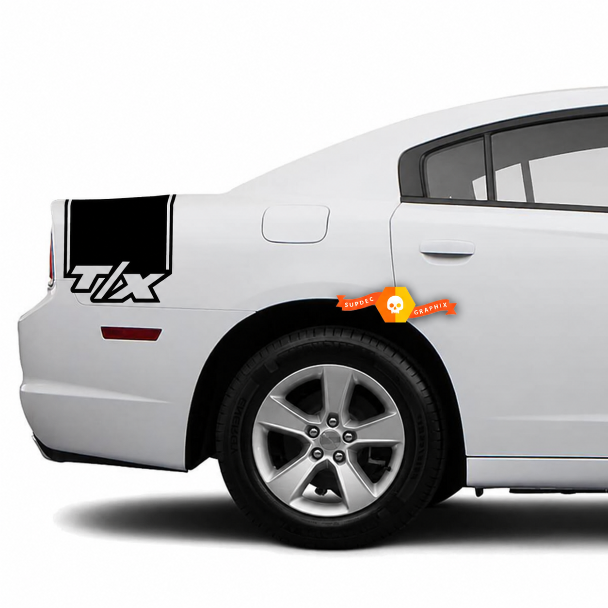 T/X Extended Rear Band Kit Rear Fender Trunk Vinyl Decal Sticker for Dodge Charger 2011-2014